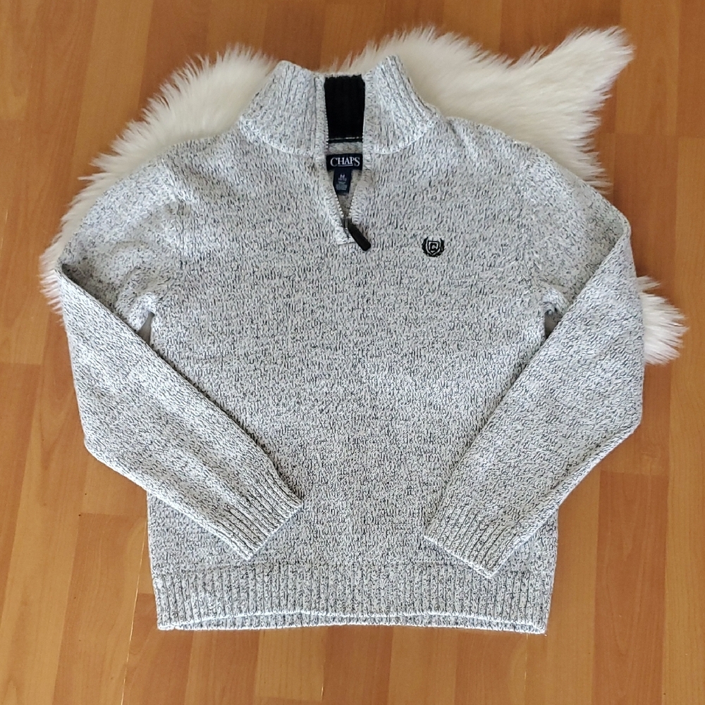 Chaps Gray Boys 1/4 Zip Pullover Sweater Medium 10/12